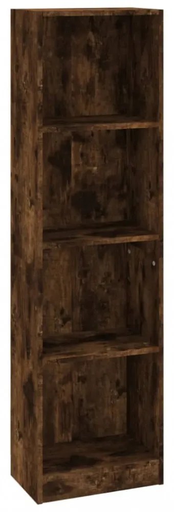 4 szintes füstös tölgy színű fa könyvszekrény 40 x 24 x 143 cm