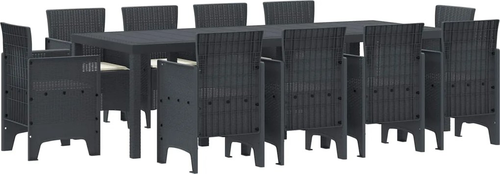 vidaXL Kert étkező szett 11 pcs Antracit Polipropilén