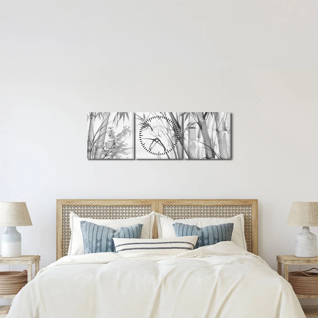 Kép - Bambusz erdő (órával) (90x30 cm)