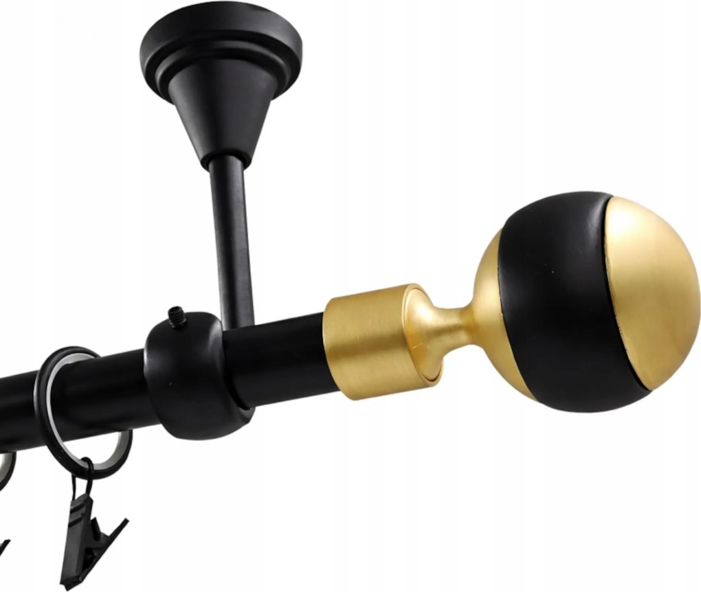 Függönykarnis Szimpla Fém Mennyezeti 19 mm MIX Végválaszték Fekete Matt 200cm