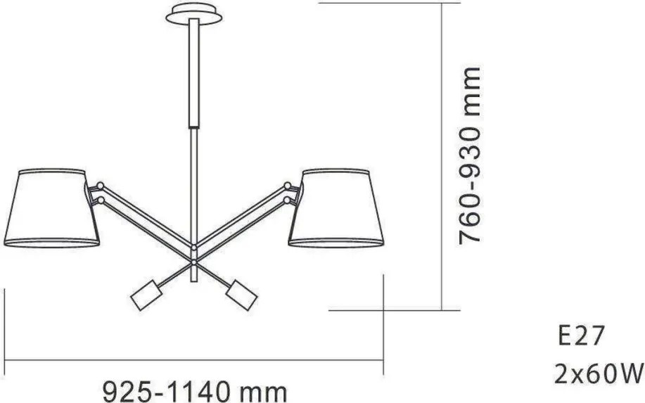Orlicki Design PESSO OR80698 Plafonlámpa 2x15W/E27