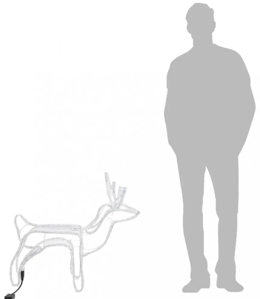 meleg fehér karácsonyi rénszarvas figura 60 x 30 x 60 cm