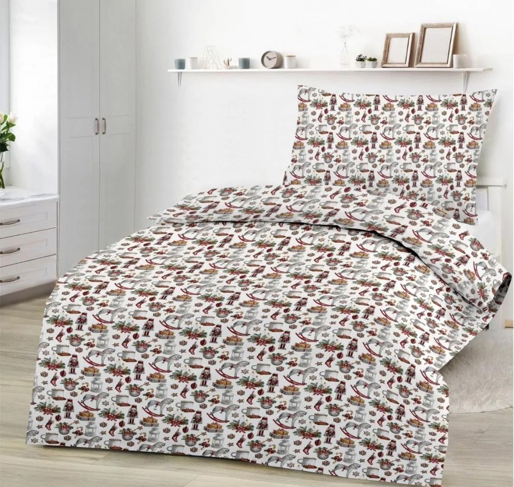 Pamut ágyneműk Karácsonyi ágyneműk Karácsonyi Diótörő TiaHome - 1x Párna 90x70cm, 1x Paplan 140x200cm