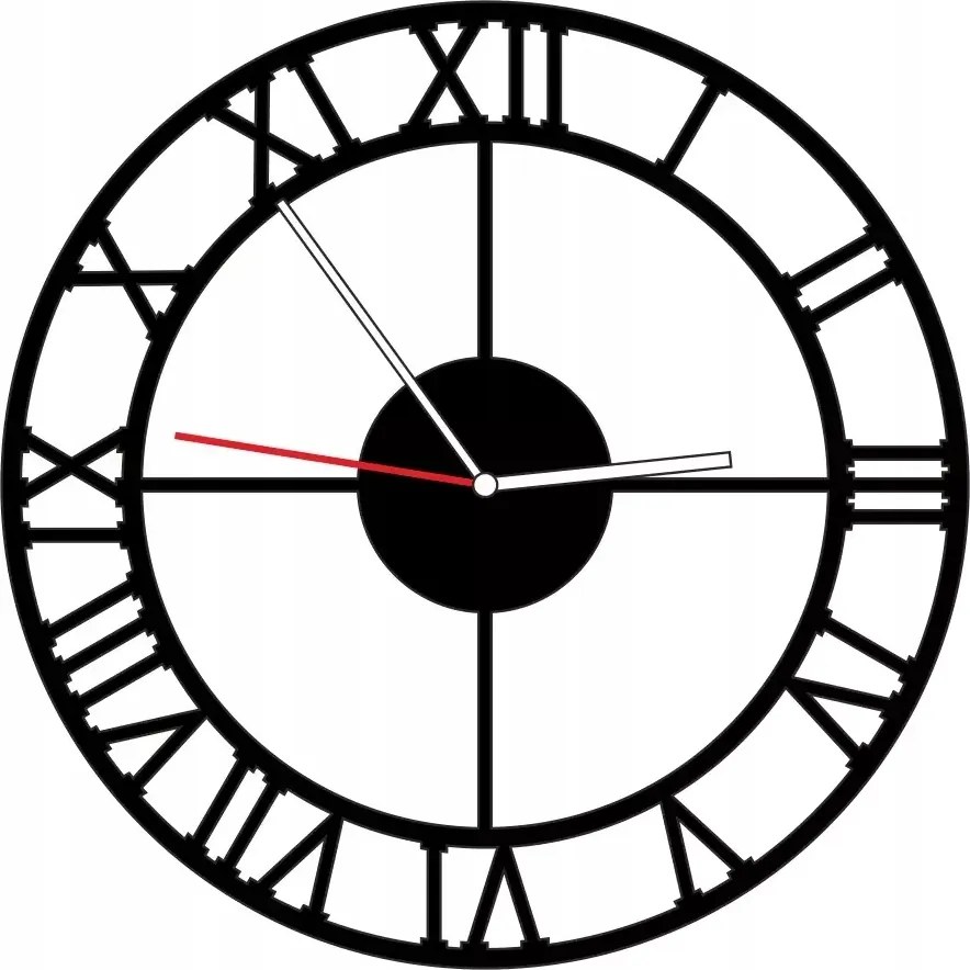 Fém Óra 40cm Fekete Retro Római Loft