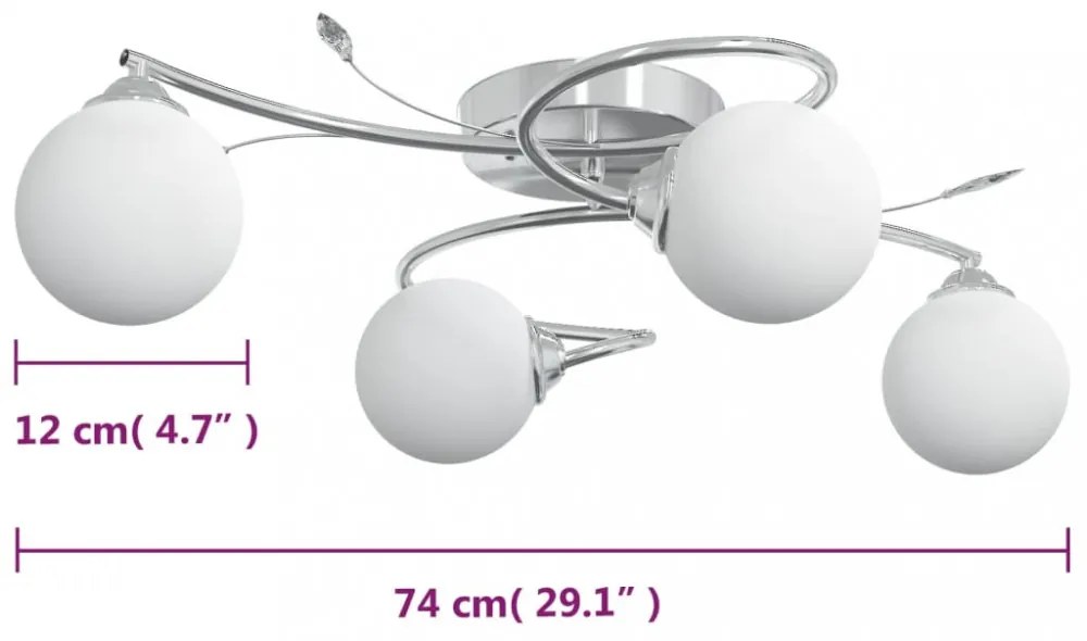 mennyezeti lámpa kerek üvegburákkal 4 db G9 LED-lámpához