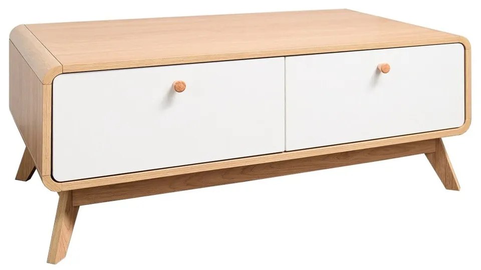 Fehér-natúr színű TV-állvány tölgyfa dekorral 100x40 cm Caitlin – Støraa