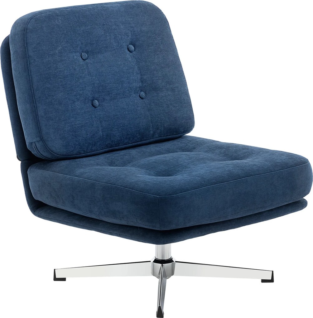 HOMCOM chenille forgatható pihenőfotel, extra széles kárpitozott fotel fém lábakkal, modern nappali- és hálószobabútor — sötétkék | Aosom
