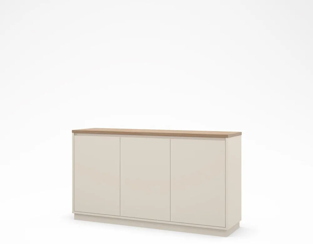 Bézs komód tölgyfa dekorral 152x84x40 cm Loreta – Marckeric