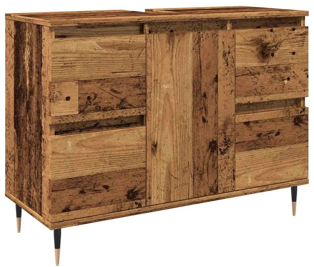Antik fa színű szerelt fa mosdószekrény 80 x 33 x 60 cm