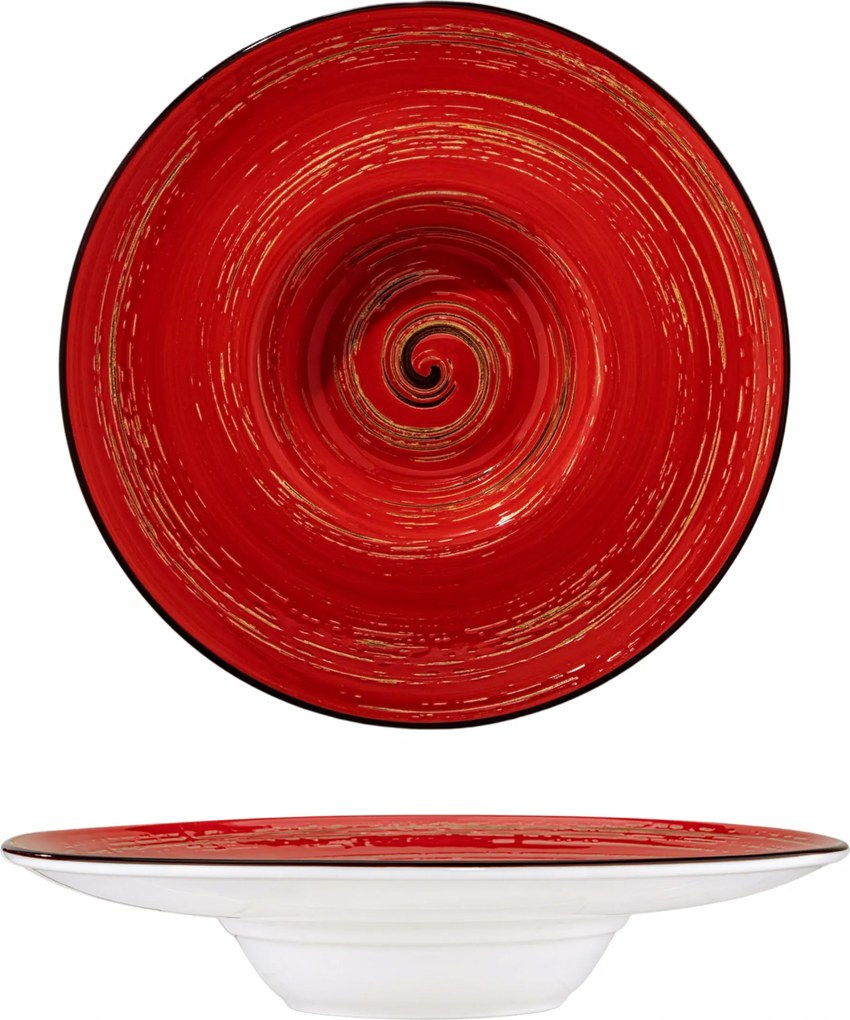 Mély porcelán tányér leveshez, salátához, piros, Wilmax, 24 cm, 200 ml