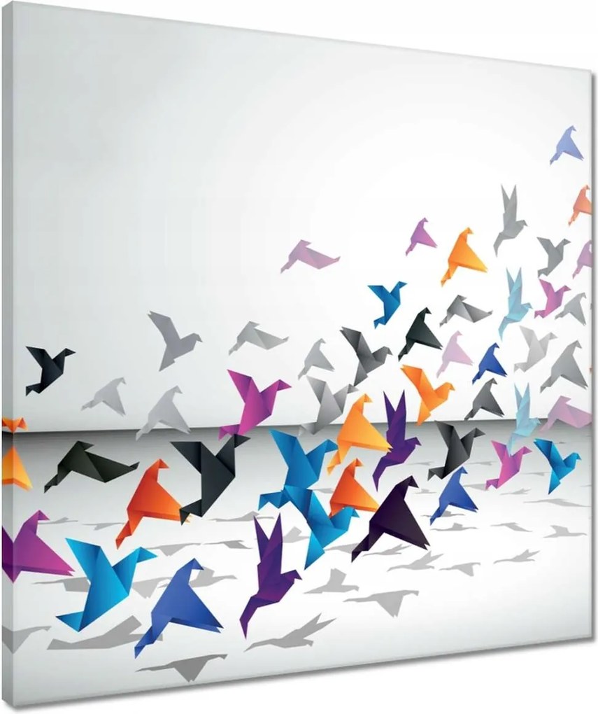 Vászonkép 50x50 Origami Madarak repülés közben