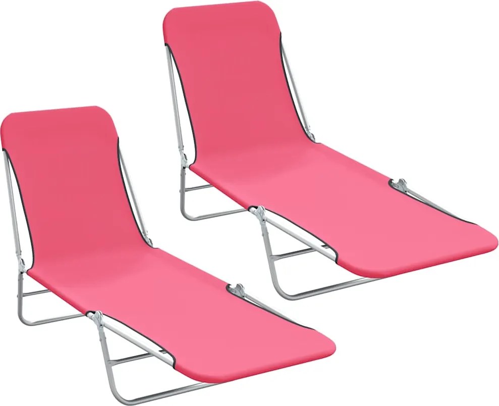 vidaXL 2 db rózsaszín összecsukható acél és szövet napozóágy