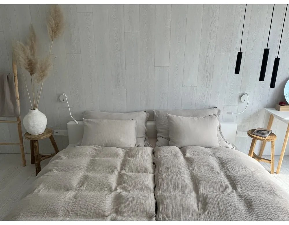 Bézs kétszemélyes muszlin ágyneműhuzat 200x200 cm Plain Muslin – Butter Kings
