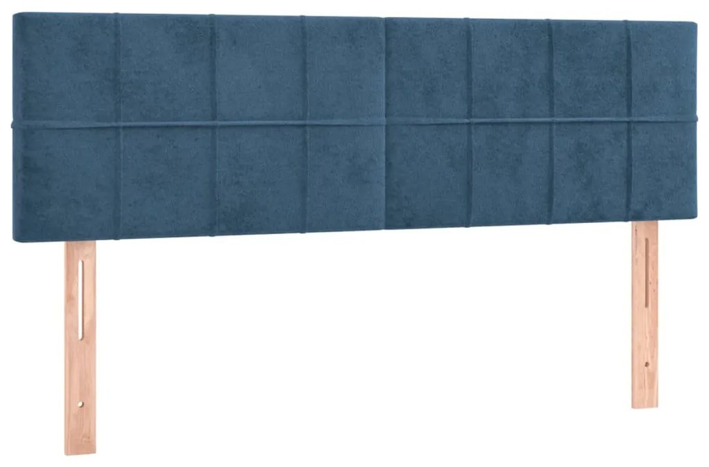 sötétkék bársony rugós ágy matraccal 140x190 cm