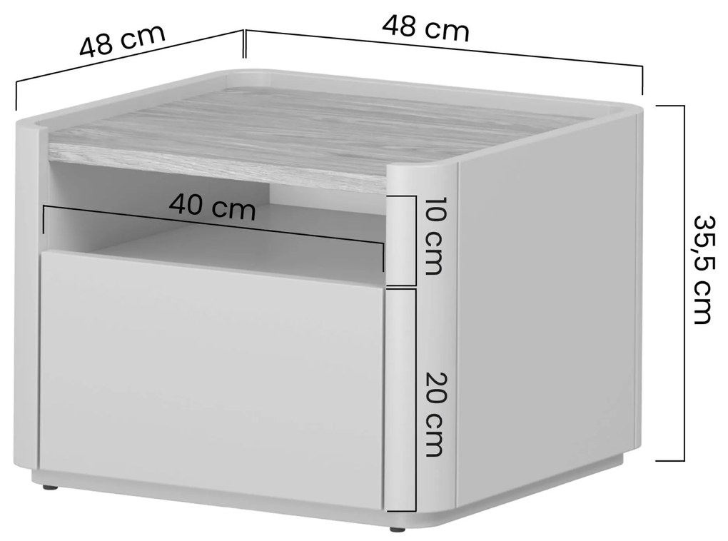 Elivo éjjeliszekrény 50 cm fiókkal - eukaliptusz / baltic dune tölgy