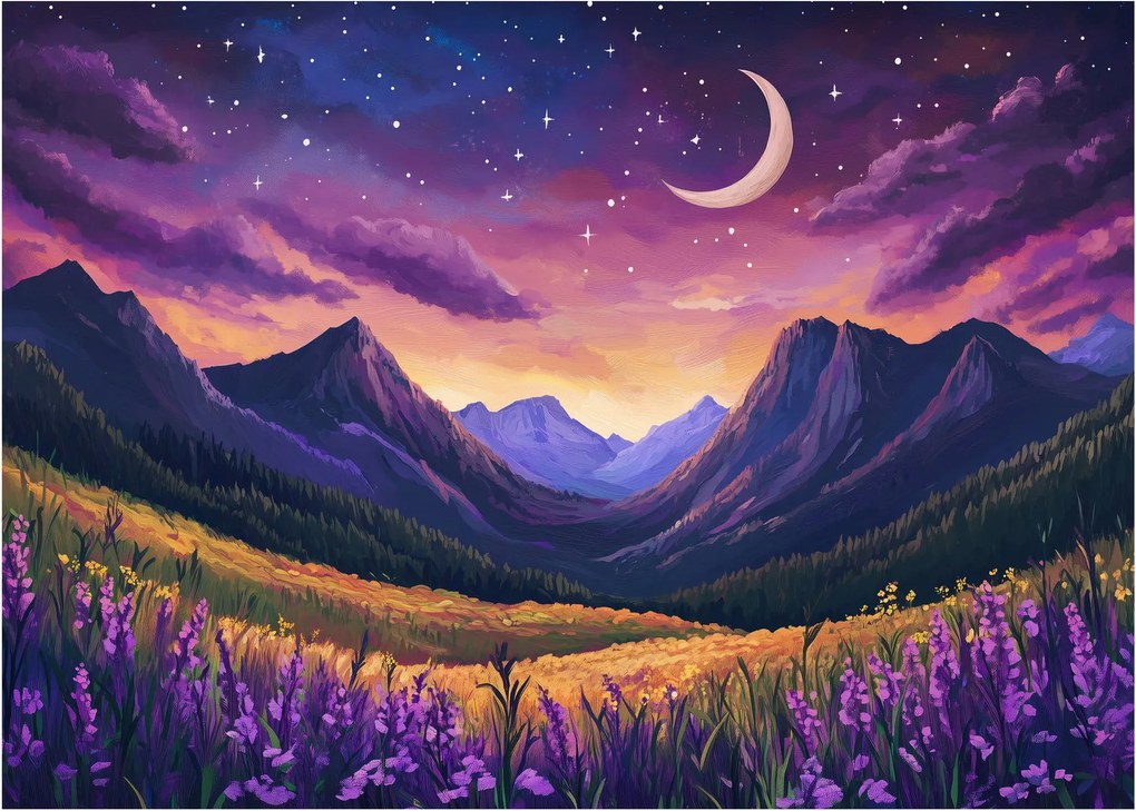 Üveg kép - Lila táj (70x50 cm)