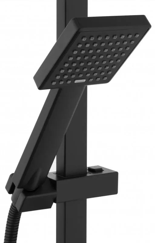 Erga Goba, zuhanygarnitúra termosztatikus csapteleppel és esőfejjel 30x30 cm, fekete matt, ERG-YKA-BP.GOBA-THERM-30-BLK
