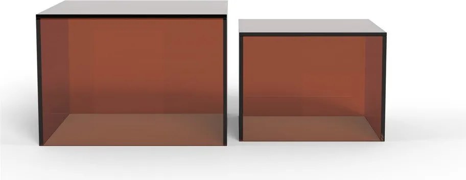 Barna üveg dohányzóasztal szett 2 db-os 50x50 cm Dice – Actona