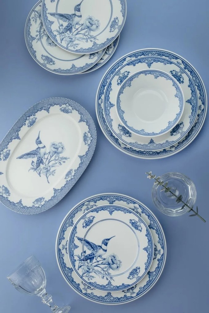 26 részes porcelán étkészlet kék-fehér