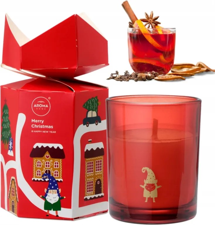 Karácsonyi Illatgyertya Ajándékba Aroma Home 150G Manó Forralt Bor