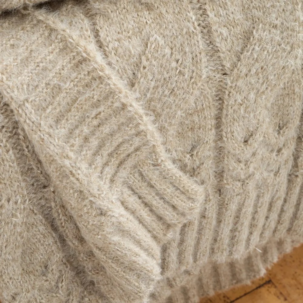 Bézs kötött takaró 150x200 cm Cable Knit – Bianca