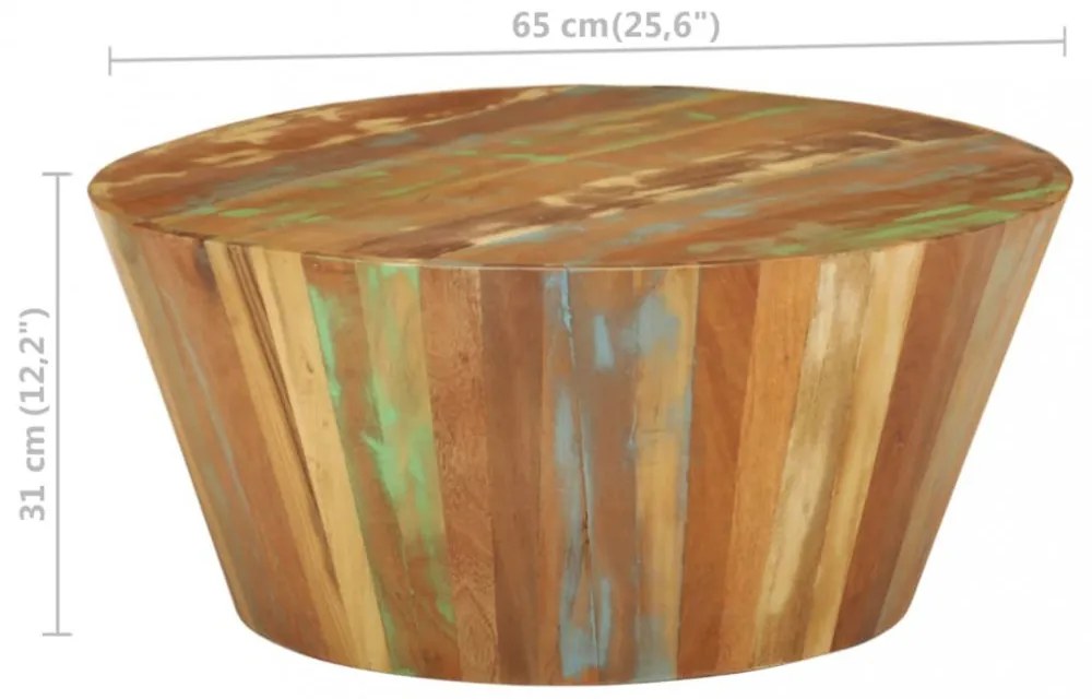 tömör újrahasznosított fa dohányzóasztal Ø65 x 31 cm