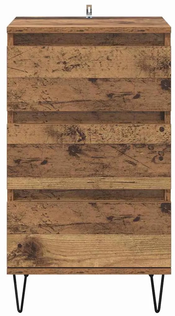 Széf fiókkal Öreg fa 40 x 35 x 70 cm Műszaki fa és vas