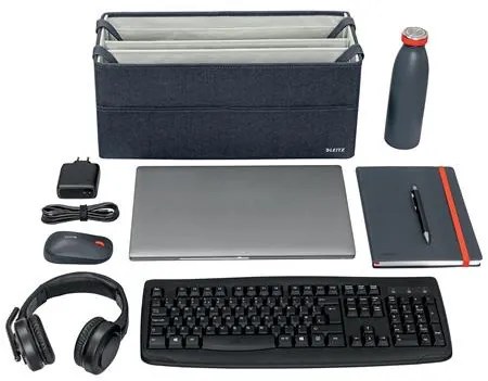 Hordozótáska, 3 rekeszes, LEITZ Fabric Hot Desking, sötétszürke (E64440089)
