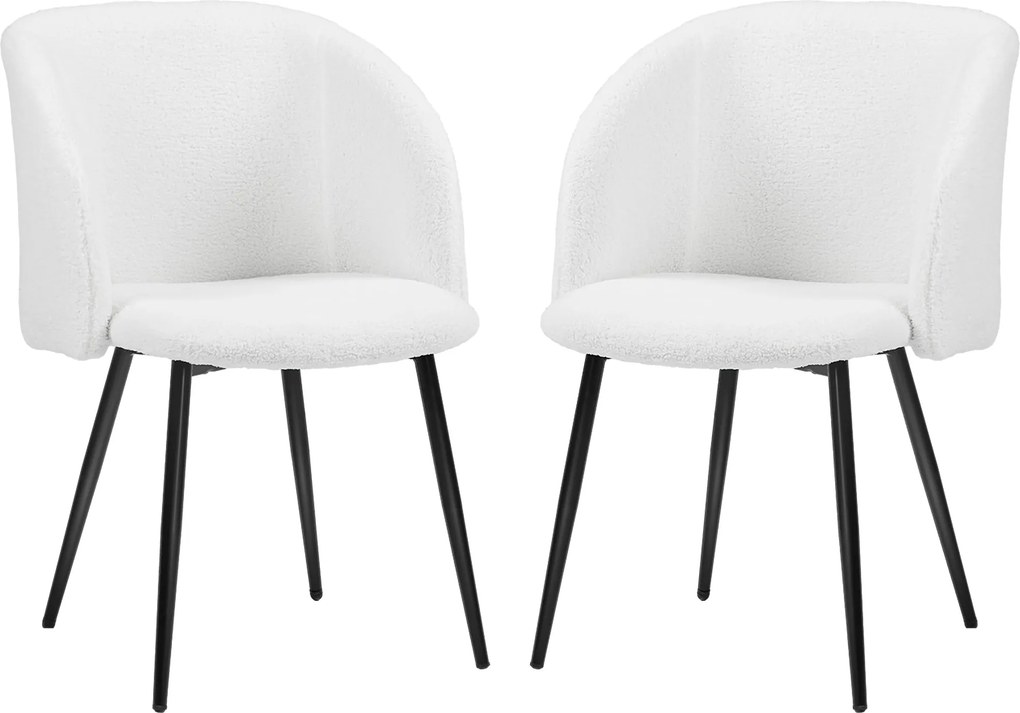 HOMCOM 2 darabos Étkezőszék Konyhaszék Korlátozott Gyapjúhatású Szövetből - 55 x 62 x 80 cm, Fehér-Fekete | Aosom