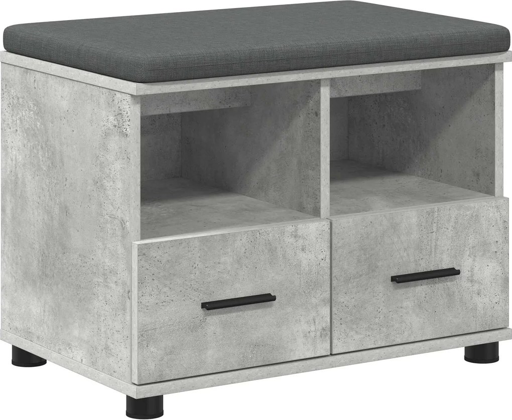 vidaXL Előtér pad Beton Szürke 60 x 38 x 46 cm Műanyag Fa és Szövet