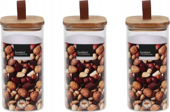 3 db Tároló Üvegedény magas tészta 1,5l