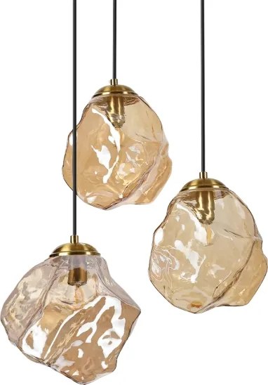 Kábeles CRISTAL csillár 3xE14/15W/230V sárgaréz/füstös bézs