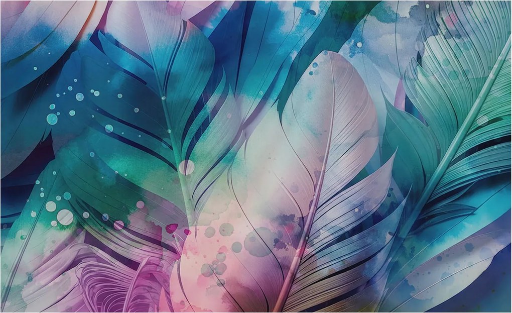 Dekoratív fotótapéta falra Könnyű összeszerelés Színes tollak 416x254 Ragasztó