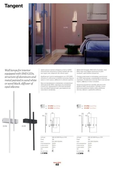 Redo 01-2747 - LED fali lámpatest TANGENT LED/13W/230V CRI 90 fekete