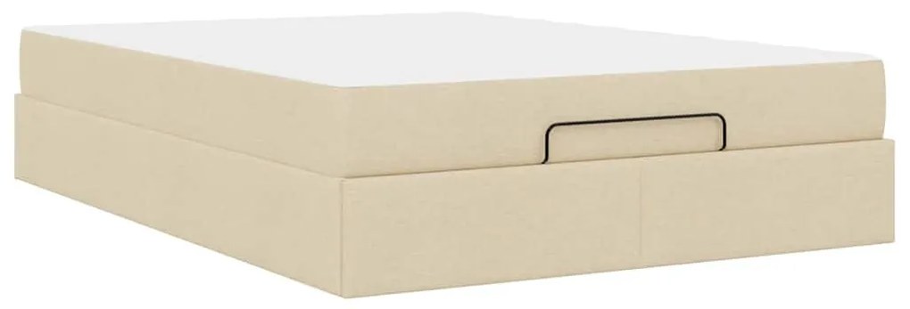 Ágykeret tárolóval Krém 160 x 200 cm szövet