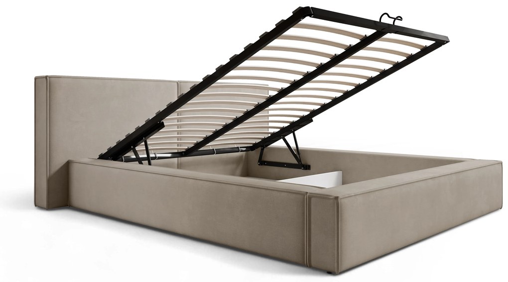 Molino kárpitozott ágy ágyneműtartóval 160x200 cm - bézs Castel 15 bársony