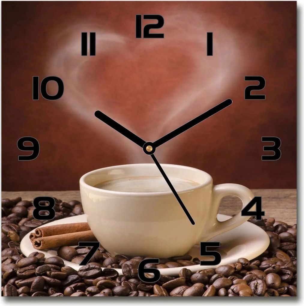 Üveg falióra Aromás kávé 30x30 cm