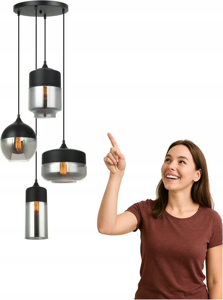 Molina függőlámpa MDM-4364/4 Bk+sg Italux