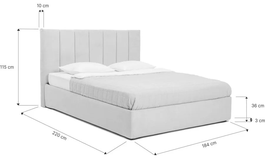 Kék kárpitozott ágyneműtartós franciaágy ágyráccsal 180x200 cm Thessa Bold Line – Bonami Selection