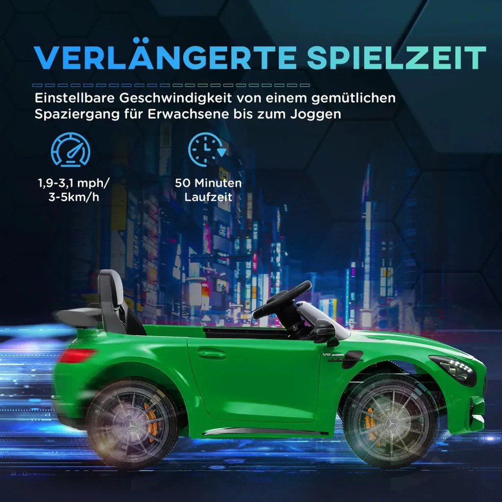 AIYAPLAY Elektromos gyerekautó, Mercedes, 3-5 km/h, távirányító, fények és zene, zöld