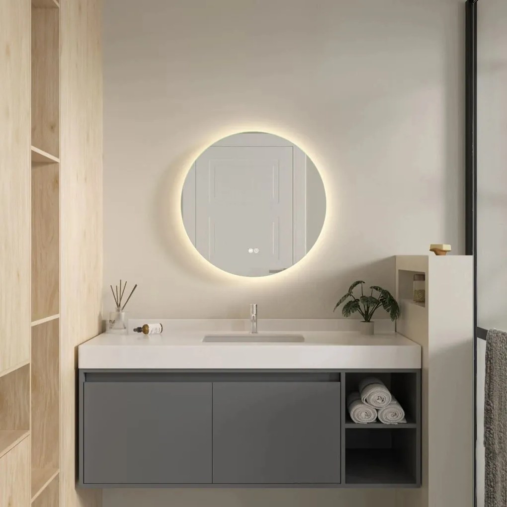 kerek LED-es fürdőszobai tükör fűtési funkcióval 60cm