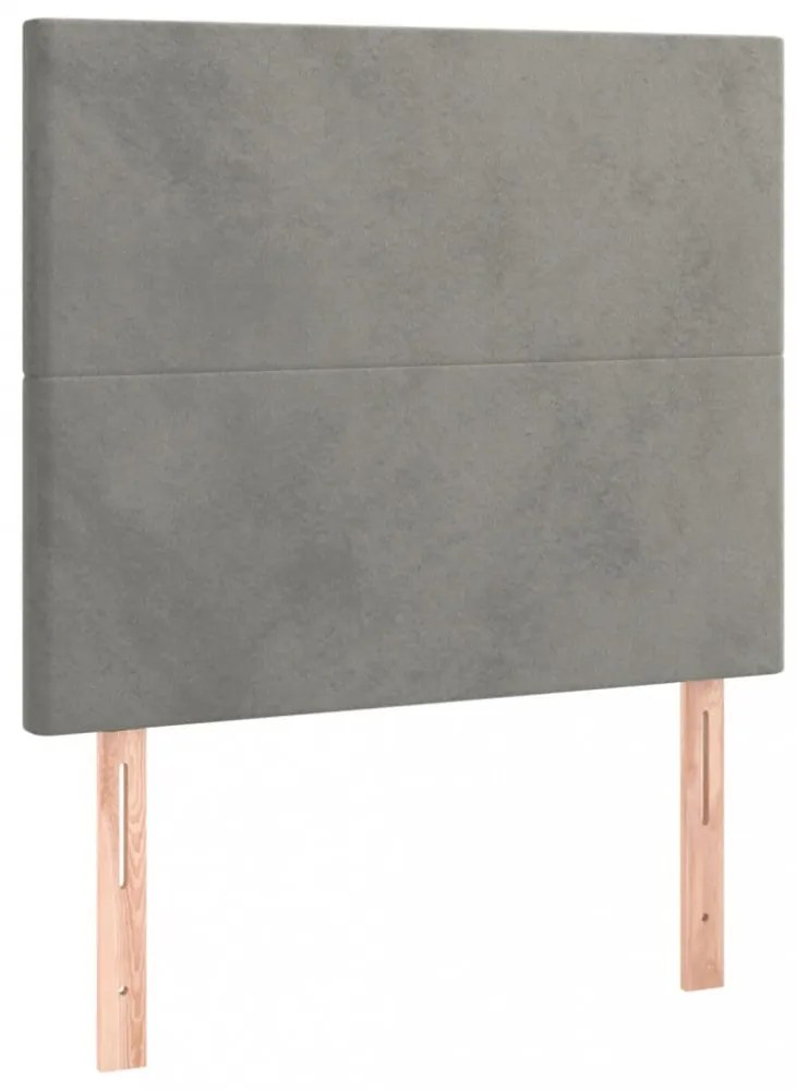 világosszürke bársony ágykeret matrac nélkül 100x200 cm