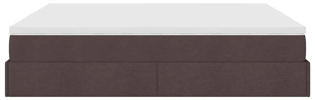 Ottomán ágykeret matracokkal Sötétbarna 200x200cm szövet