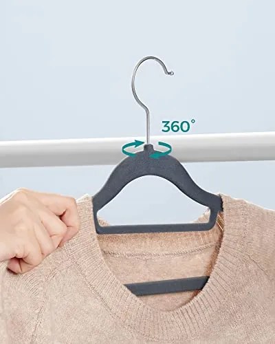 Bársony fogasok, 20 darabos ruhafogas készlet, világosszürke