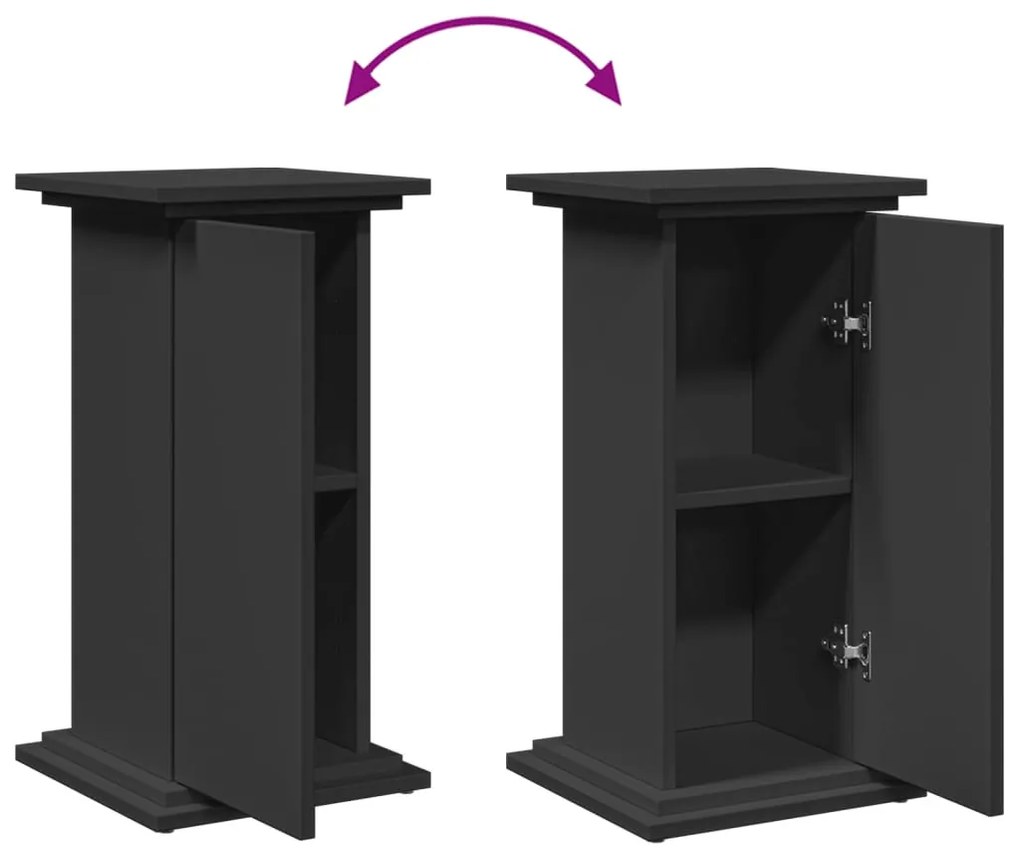 fekete szerelt fa bemutatóállvány tárolóval 31 x 30 x 60 cm