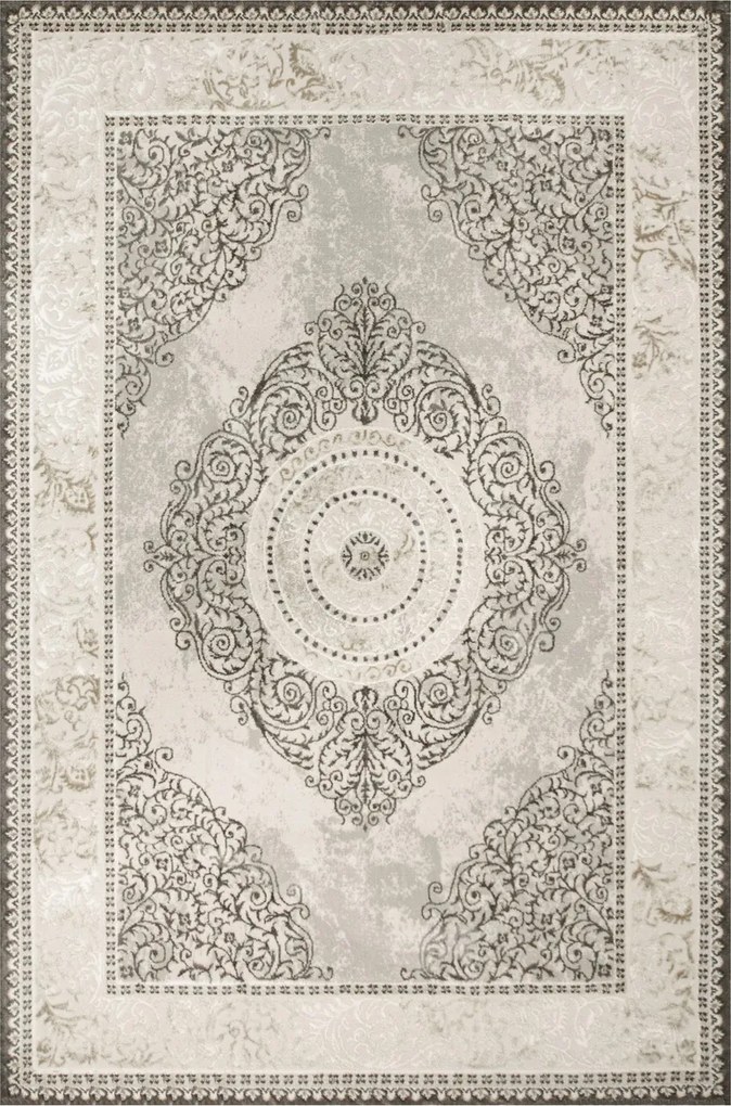 80x150 cm Klasszikus Díszszes Szőnyeg Garda Finom Mintás Szürke Krém Bézs