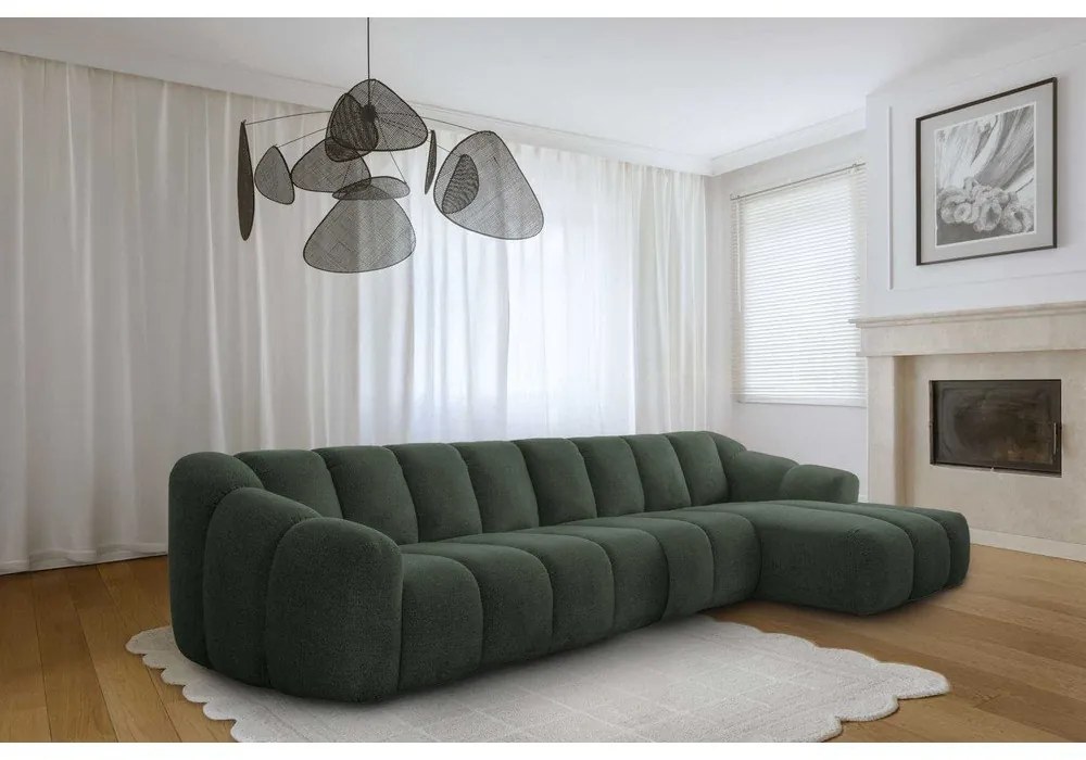 Sötétzöld sarokkanapé (jobb oldali-heverő résszel) Shell – Miuform
