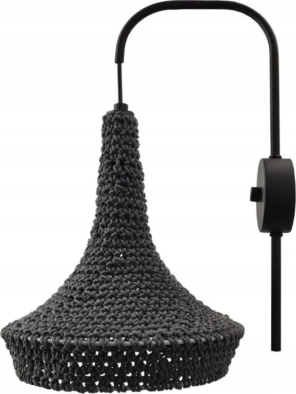 Szürke fali lámpa pamut lámpaernyővel handmade boho Mahaka 4034 Antigo