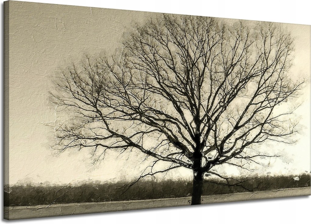 Vászonkép Sötét fekete fa Szomorúság 120x70 cm Ideális ajándék