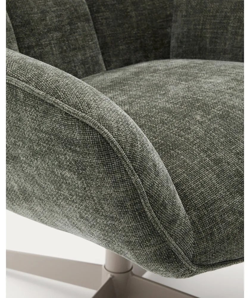 Szürkészöld forgó zsenília fotel Teryl – Kave Home